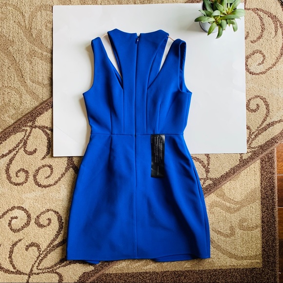 BCBGMAXAZRIA Blue Sleeveless A-Line Mini Dress - Picture 6 of 11